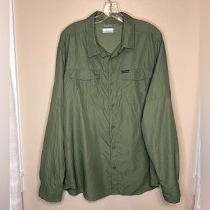 Columbia Men’s Omni-Shade Sun Protection Button Down Shirt Size XL Green